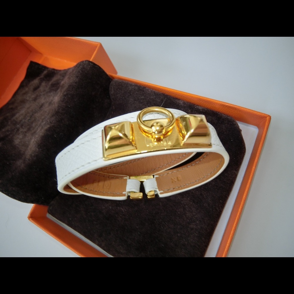Hermes Rivale Double Tour bracelet (White&Gold) Authentic.